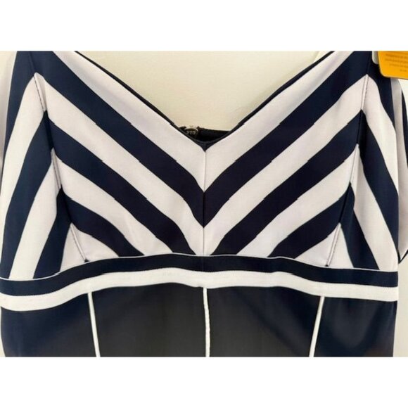 NWT FILA Heritage XL Navy White Mitered Stripe Tennis Dress Iconic Ginny Hilfige - Picture 6 of 11